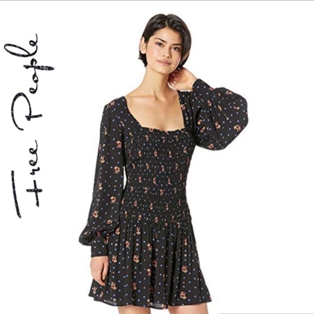 Free People
Black Combo with Prints Two Faces Smocked Mini Night Out Dress